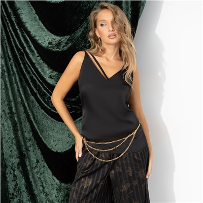 Топ шёлковая, Создана для поцелуев (чёрный)