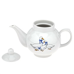 Чайник заварочный фарфоровый "Гуси новые" 700мл, д7,4см, h11,6см, форма "Рубин" (Россия)