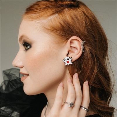 Серьги с эмалью «Привидения» кривляки, цветные