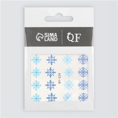 Слайдеры для ногтей «Снежинки», голубые, синие