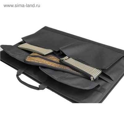 Папка для чертежей и рисунков А2, 650×450×50 мм, с ручками, текстильная, Estado, 3 кармана, чёрная