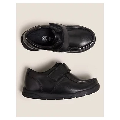Kids' Leather Riptape School Shoes (8 Small - 1 Large)