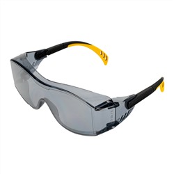 Очки защитные открытые, поликарбонатные, увеличенная дымчатая линза, регулируемые дужки Denzel