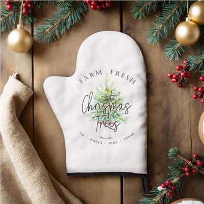 Варежка-прихватка "Christmas trees" 20х28 см, саржа, 100% х/л, ватин 250 г/м2