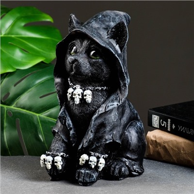 Фигурка полистоун «Котик хиппи», чёрный, 26×13×16 см