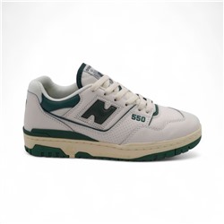 Кроссовки из натуральной кожи ВВ550 бело зеленые п/п