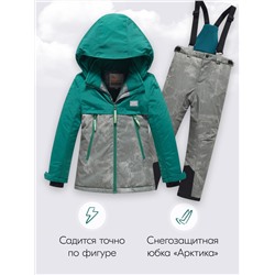 Горнолыжный костюм зимний для девочки зеленого цвета 9422Z