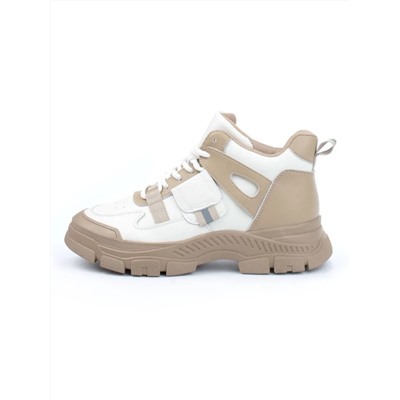 05-P51-2Z BEIGE Кроссовки женские зимние (натуральная и искусственная кожа, шерсть)