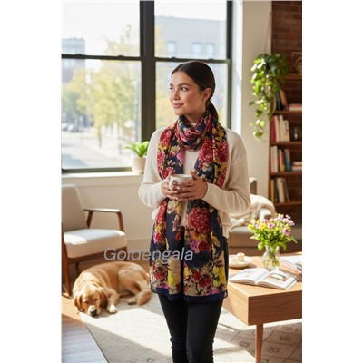 Шарф шифоновый с цветочным принтом Арт 0981/18