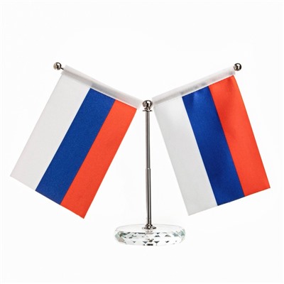 Флаг России настольный, на подставке, с двумя флажками 8×11 см, 16.5×12 см