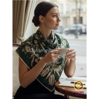 Платок утепленный "Византия" Арт 2026/4 (фон зеленый)