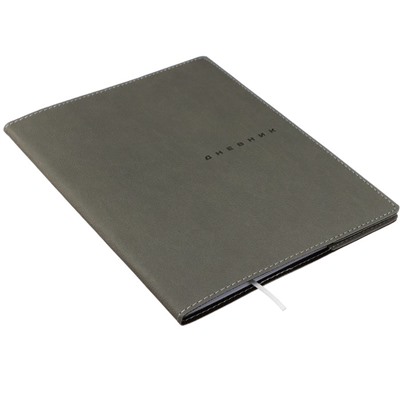 Дневник школьный для 1-11 классов Grey, мягкая обложка, искусственная кожа, термо тиснение, ляссе, 80 г/м²