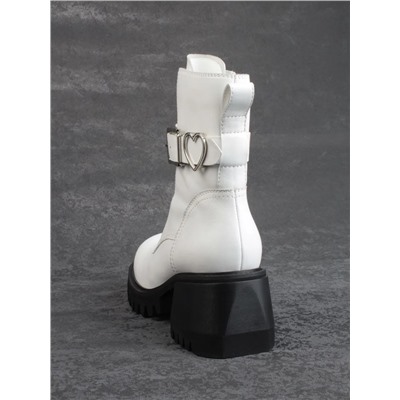 01- GZ6115-G71-N101 WHITE Ботинки демисезонные женские (натуральная кожа)