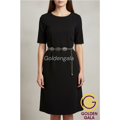 Пояс женский цепочка  с украшением цвет черненное серебро модель 12