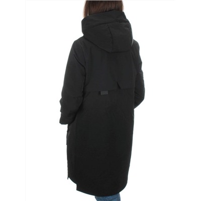 BM22839 BLACK Пальто демисезонное женское (100 гр. синтепон)