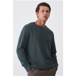 Longsleeve męski prążkowany kolor zielony