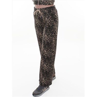 870-8 DK. BEIGE/LEOPARD Костюм спортивный зимний женский (95% хлопок, 5% полиэстер)