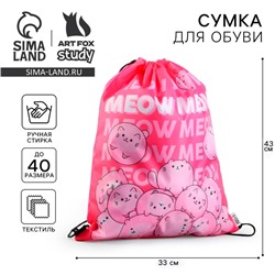 Мешок для обуви MEOW болоньевый, размер 43×33 см