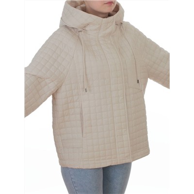 8039 LT. BEIGE Куртка стеганная демисезонная женская (100 гр. холлофайбер)