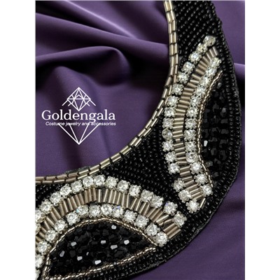 Колье-воротник текстильное с хрусталиками П4/07