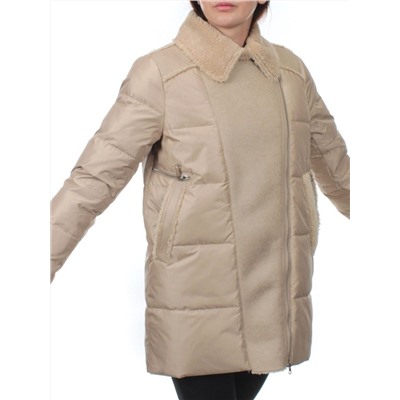 033 BEIGE Куртка зимняя облегченная женская (холлоффайбер 150 гр., искусственная дубленка)