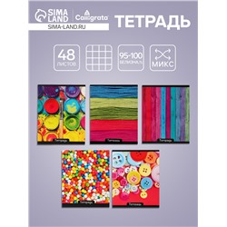 Тетрадь 48 листов в клетку Calligrata «Яркие цвета», обложка мелованный картон, УФ-лак, блок офсет, МИКС