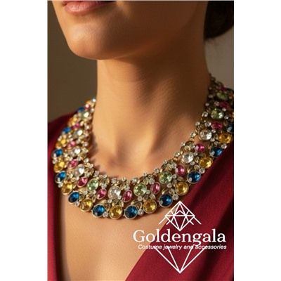 Колье-воротник с кристаллами П4/05