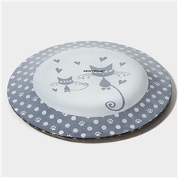 Тарелка Доляна «Котики», d=18 см, стекло, белая, чёрная