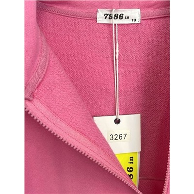 3267 PINK Толстовка на молнии женская (95% хлопок, 5% спандекс)