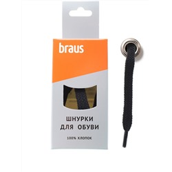 Шнурки BRAUS 90 см плоские ЧЕРНЫЕ/10