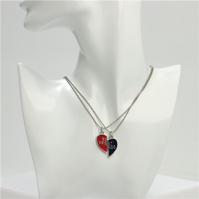 Кулоны «Неразлучники» best friends, сердце, цвет красно-синий в серебре, 45 см