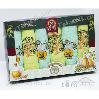 Кухонные Вафельные Полотенца Салфетки 45x65 см. 6 шт/уп. OLIVE - Nilteks
