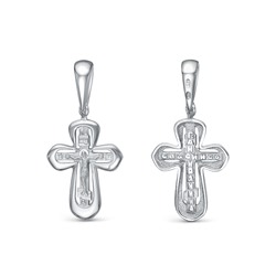 Крест из серебра литье белый