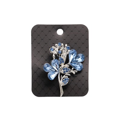 Брошь «Цветок» трилистник, цвет голубой в серебре