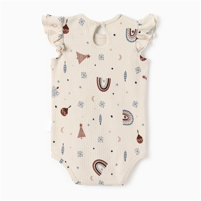 Боди детское с воланами «Крошка Я. Новогодние игрушки», рост 62-68 см