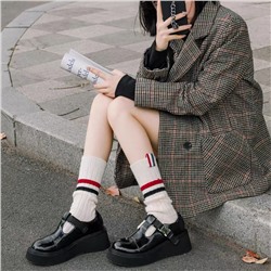Japanese brand woolen demi-season warm knee socks for men and women, mid-length