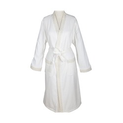 Халат Велюровый Мужской (XXL) Tuğra Krem Bay XXlarge Bornoz- EcoCotton