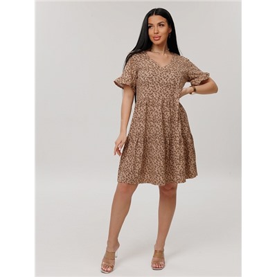 Женское платье Пл-117(К) / Коричневый (цветы)