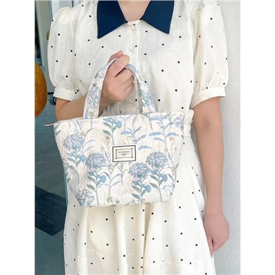 Handheld linen bag for leisure, french style, flowered, food bag, for import
