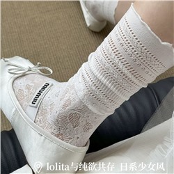 Lace tights, summer thin knee socks, shoes for leather shoes, mid-length