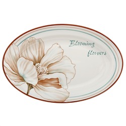 "Блуминг флауэрс (Blooming flowers)" Блюдо овальное фарфоровое 314х208х37мм, с деколью, отводка (Китай)