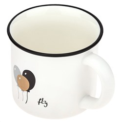 Кружка фарфоровая "Черно-белое кино" "Fly" 400мл, д9,8см h8,7см, матовая глазурь, с деколью, отводка, цвет - белый, д/горла 9,4см, д/основания 7см, в подарочной коробке (Китай)