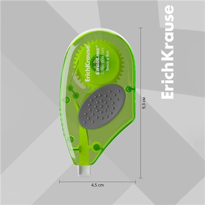 Корректирующая лента 5 мм × 8 м, ErichKrause ErgoLine, с резиновой вставкой, корпус салатовый, блистер