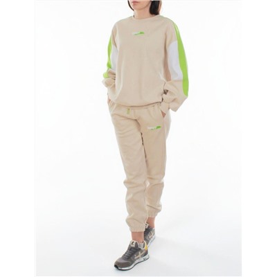 3160/3161 BEIGE/LT. GREEN Костюм спортивный женский (95% хлопок, 5% эластан)