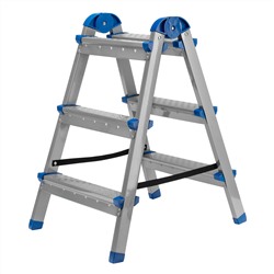 Стремянка двухсторонняя 3 ступени, сталь профиль, стальные ступени, Сибртех