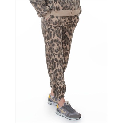 869-3 BEIGE/LEOPARD Костюм спортивный зимний женский (95% хлопок, 5% полиэстер)