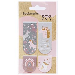 Закладки магнитные для книг, 4шт., 70*132мм, MESHU "Unicorns"