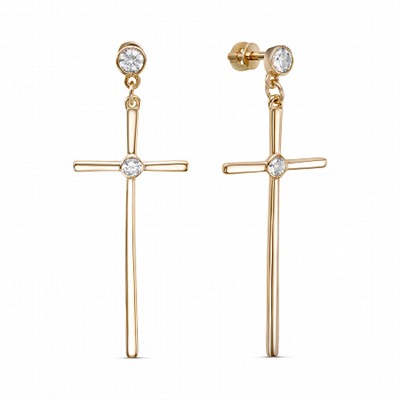 Серьги с фианитом позолоченные серебро 925*