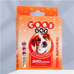 БИО капли GOOD DOG для щенков и собак от блох и клещей, 3 х 2мл