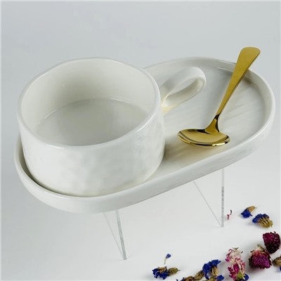 164-036 Бульонница 450мл с блюдом и ложкой MULTICOLOR в под.уп.(х12)Фарфор